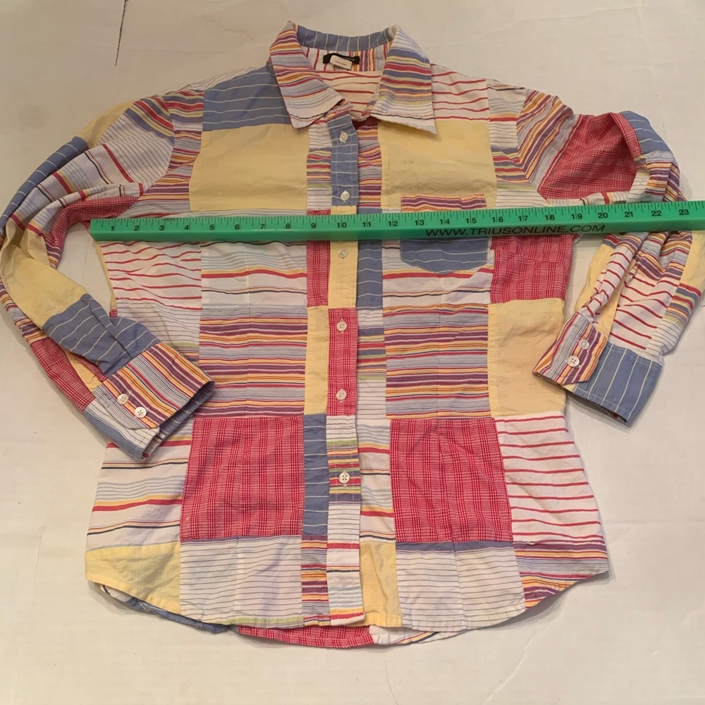 J. Crew Ladies Women’s patchwork LS button down size Small